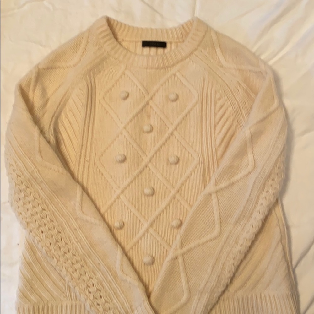 Cable knit J. Crew Pom Pom sweater